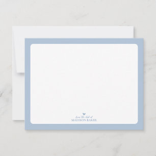 Blauw   Eenvoudig Hart Persoonlijk Briefpapier Notitiekaartje