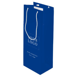 Blauw Eenvoudig Minimaal Bedrijfs Logo Wijndocumen Wijn Cadeautas