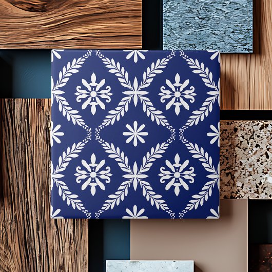 Blauw Eenvoudig Modern Geometrisch Elegant Abstrac Tegeltje