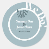 Blauw Eenvoudige Wedding Envelope Seal Ronde Sticker (Voorkant)