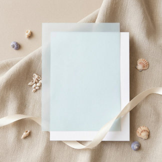 Blauw effen kleur huwelijksvoering vellum uitnodigingen