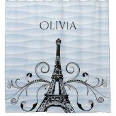 Blauw Eiffeltower - Vlaams douchegordijn (Voorkant)