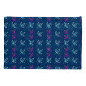 Blauw Elegan Green&Pink Bladeren Kussensloop (Achterkant-Links)