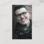 Blauw Elegant Afstuderen Foto QR Code College Fund Informatiekaartje (Voorkant)