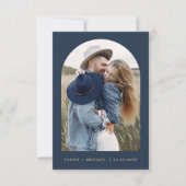 Blauw Elegant Bewaar de Datum Foto Minimalistisch Save The Date (Voorkant)