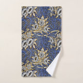 Blauw Elegant Bloemen Patroon Bad Handdoek (Handdoek)