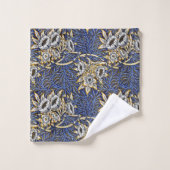 Blauw Elegant Bloemen Patroon Bad Handdoek (Wasdoekje)