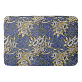 Blauw Elegant Bloemen Patroon Badmat (Voorkant)