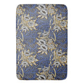 Blauw Elegant Bloemen Patroon Badmat (Voorkant Verticaal)