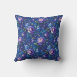 Blauw Elegant Botanisch Chic Kussen