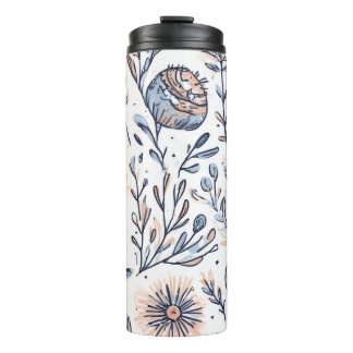 Blauw Elegant Esthetisch Bloemmotief Thermosbeker