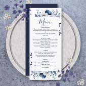 Blauw Elegant Landelijk Bloemig Trouwen Menu