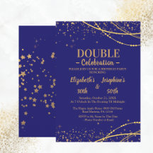 Blauw elegant met gouden sterren dubbele gezamenli