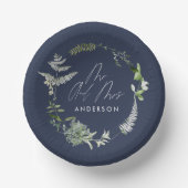 blauw elegant modern botanisch script bruiloft papieren kommen (Voorkant)