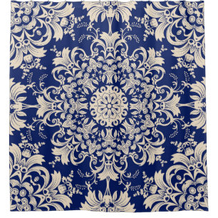 Blauw : Elegant naadloos patroon. Douchegordijn