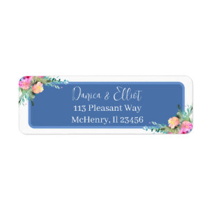 Blauw Elegant Roze Rosebud Etiket