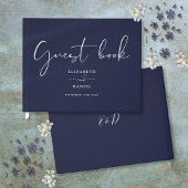 Blauw Elegant Schrift Huwelijk Gastenboek