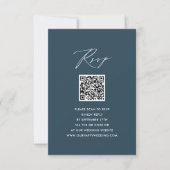 Blauw Elegant Script Minimalist QR Bruiloft RSVP (Voorkant)