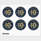 Blauw Elegant Strings of Lights 10th Jubileum Ronde Sticker (Vel)