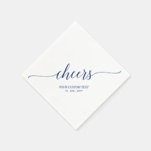 Blauw Elegant Stylish Lettering Cheers Party Servet