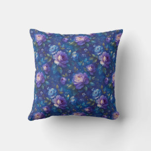 Blauw Elegant Vintage Botanisch Chic Kussen