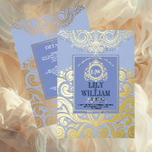 Blauw Elegante Artdeco Diamant Monogram Huwelijk G