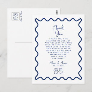 Blauw elegante krabbelrand Save the date Briefkaart