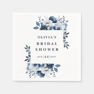 Blauw Elegante Landelijke Bloemachtige Bruiloft Fe Servet
