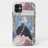 Blauw Elegante Vrouw Bloemen Fancy jurk Case-Mate iPhone Case (Achterkant)