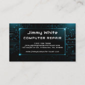 Blauw elektrisch circuit ontwerp computer reparati visitekaartje (Achterkant)