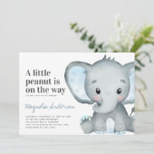 Blauw Elephant Little Peanut Baby shower Kaart (Staand voorkant)