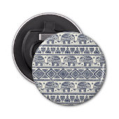 Blauw Elephant Patroon Button Flesopener (Voorkant)