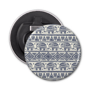 Blauw Elephant Patroon Button Flesopener