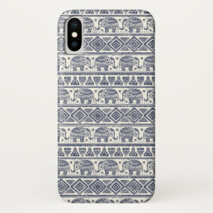 Blauw Elephant Patroon iPhone X Hoesje
