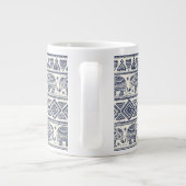 Blauw Elephant Patroon Extra Grote Mok (Achterkant)