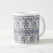 Blauw Elephant Patroon Extra Grote Mok (Voorkant rechts)