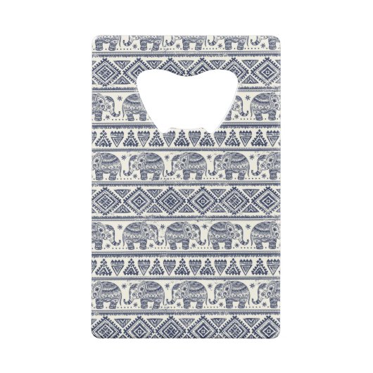 Blauw Elephant Patroon Kredietkaart Flessenopener (Achterkant)