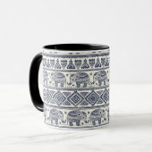 Blauw Elephant Patroon Mok (Voorkant links)