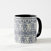 Blauw Elephant Patroon Mok (Voorkant rechts)