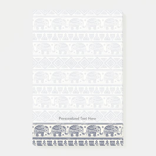 Blauw Elephant Patroon Post-it® Notes (Voorkant)