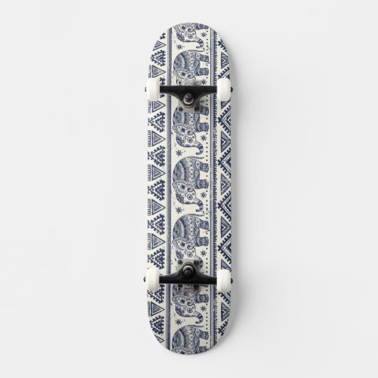 Blauw Elephant Patroon Skateboard (Voorkant)