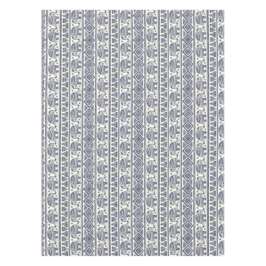 Blauw Elephant Patroon Tafelkleed (Voorkant)
