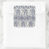 Blauw Elephant Patroon Vierkante Sticker (Tas)