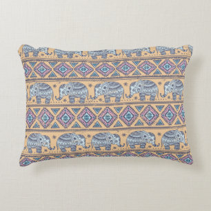 Blauw Elephant Tribal Patroon Accent Kussen