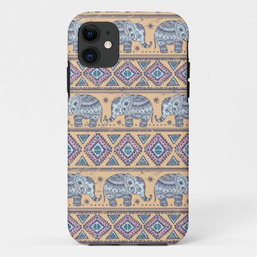 Blauw Elephant Tribal Patroon Case-Mate iPhone Case (Achterkant)