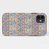 Blauw Elephant Tribal Patroon Case-Mate iPhone Case (Achterkant (horizontaal))