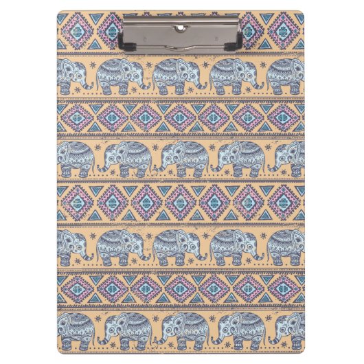 Blauw Elephant Tribal Patroon Klembord (Voorkant)