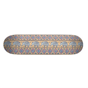 Blauw Elephant Tribal Patroon Skateboard