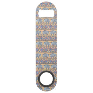 Blauw Elephant Tribal Patroon Speed Flessenopener