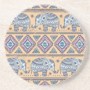 Blauw Elephant Tribal Patroon Zandsteen Onderzetter